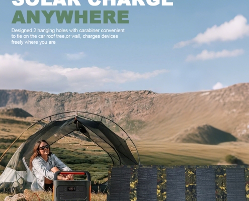 The 50W 5-Fold Portable Solar Panel is your ideal outdoor power companion, combining high-efficiency monocrystalline solar cells with a compact 5-fold design. Available in classic black and tactic ( (5)